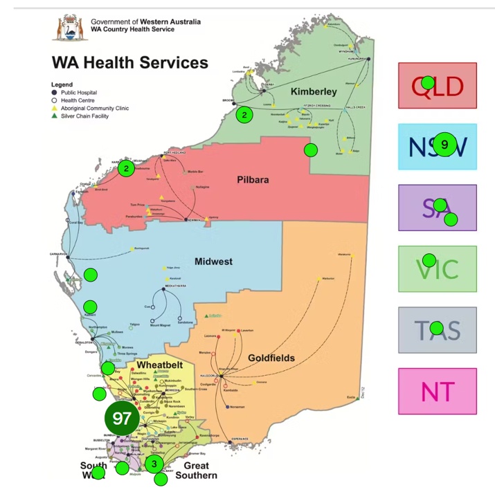 Map showing attendee locations